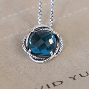 David Yurman Sterling Silver 14mm Infinity 18" Necklace with Hampton Blue Topaz